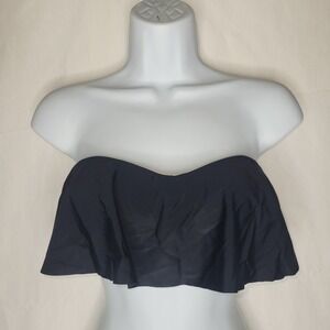 GB Black Ruffle Lace Up Bandeau Bikini Top Swimsuit Women's Size M